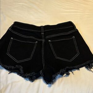 SO Black Jean Shorts with Frayed Hem